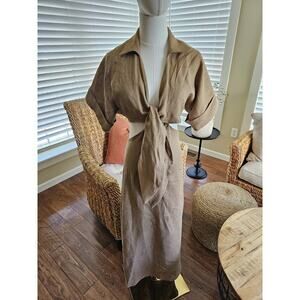 Just Bee Queen Chiara Dress 100% Linen Women's XS Resortwear Beach Bohemian